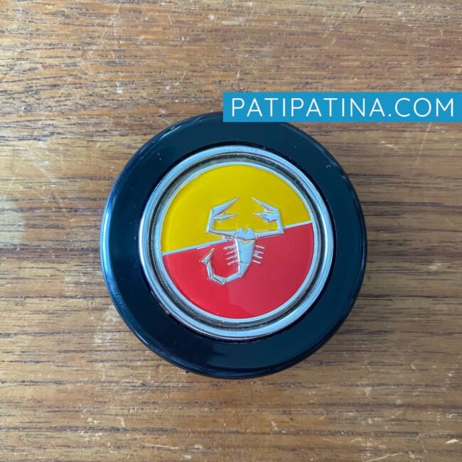 Abarth horn button - red yellow early chrome ring
