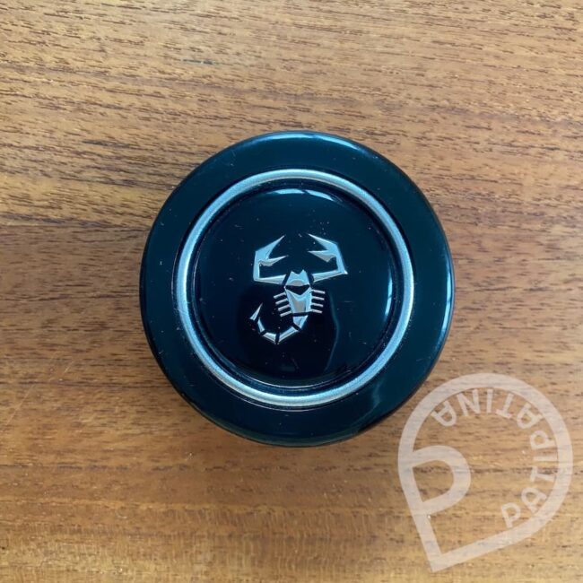 Abarth horn button - black early chrome ring